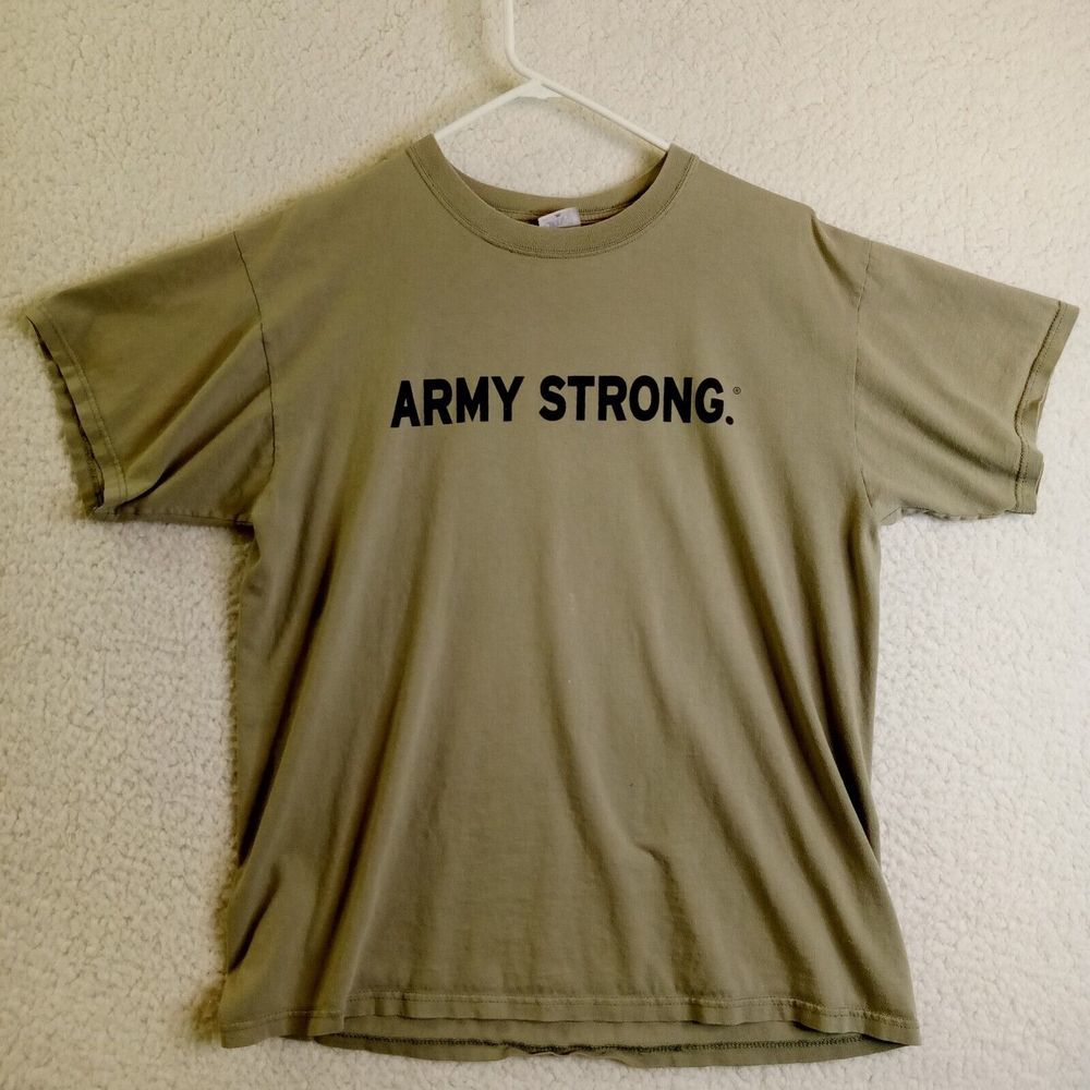 Army Strong Anvil Shirt‎ Adult Large Short Sleeve Cotton 2 Sided Graphic